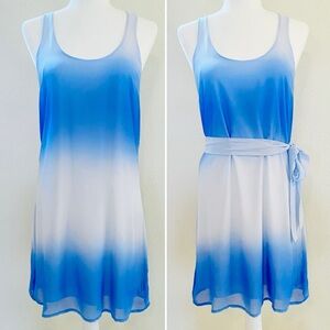 Forever 21 Blue and White Ombré Sleeveless Dress